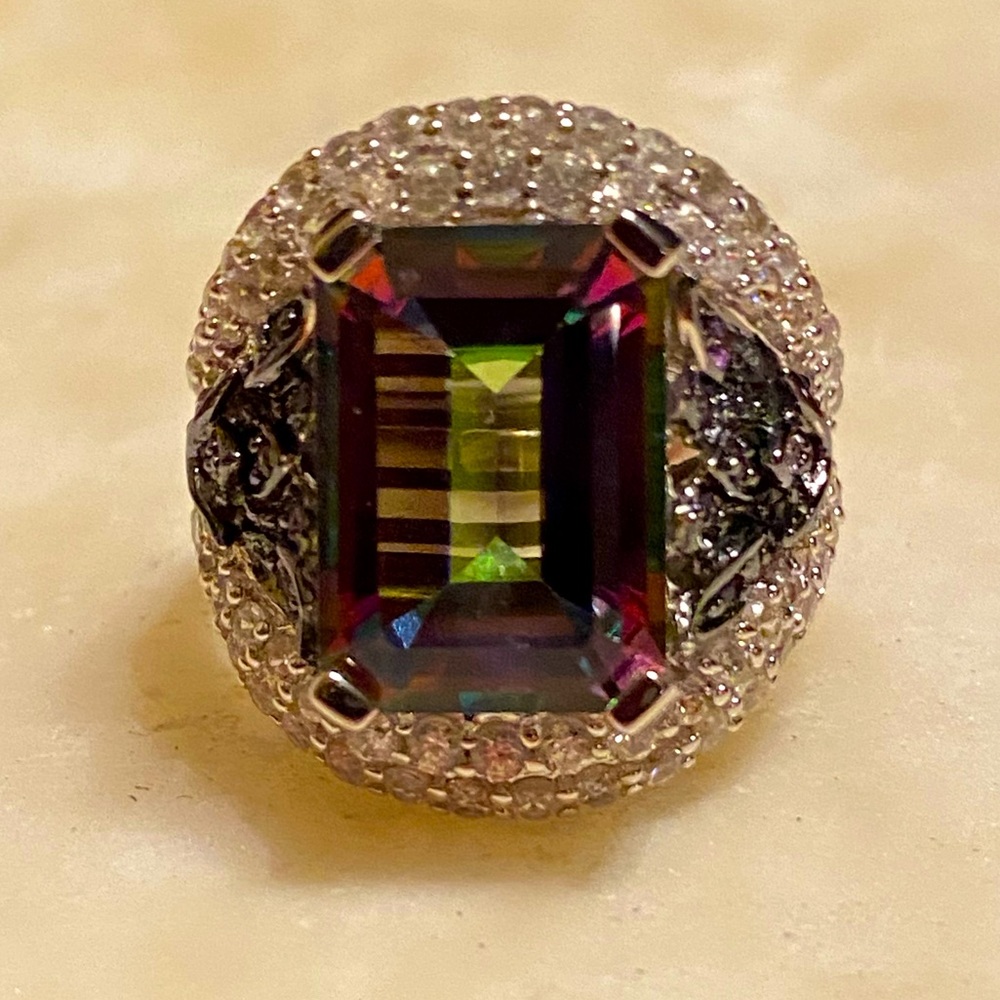 NWOT QUARTZ AMETHYST AND ZIRCON STERLING RING